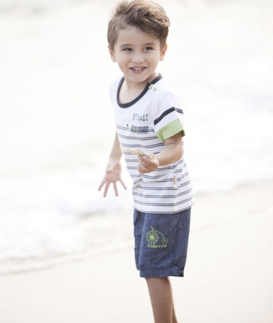 哇喔哇喔針織拼色T恤