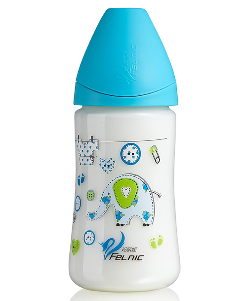 妃麗妮寬口徑時尚PP奶瓶藍色