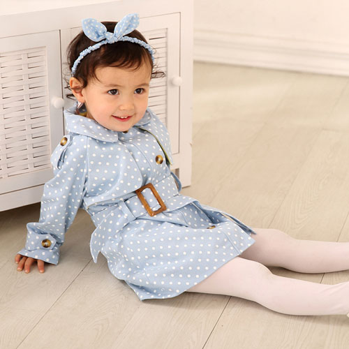 棉果果圓點風(fēng)衣式外套藍(lán)色