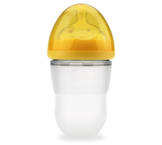 欣苗廣口硅膠奶瓶220ml橘色