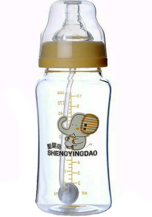 圣嬰島標(biāo)口徑無手柄玻璃奶瓶
