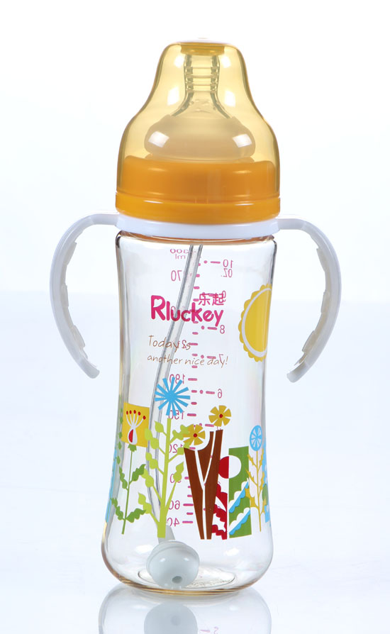 樂起弧形有耳PPSU奶瓶300ml黃色