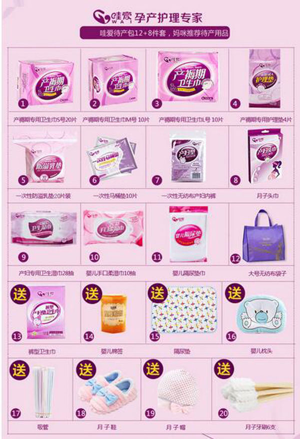哇愛 待產(chǎn)包12件套加鞋帽6禮包產(chǎn)品介紹.jpg 哇愛 待產(chǎn)包12件套加鞋帽6禮包產(chǎn)品介紹.jpg