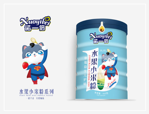 諾一倍水果小米粉-草莓益生元護暢 桶裝