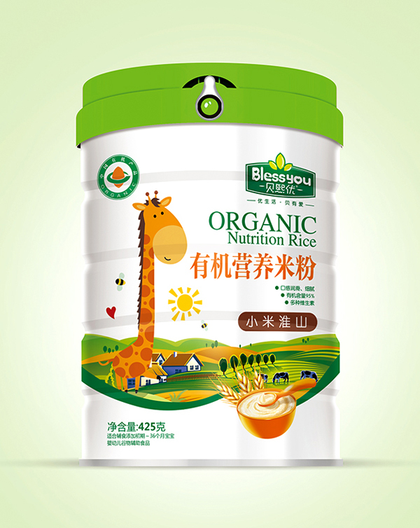 貝熙優(yōu)一標(biāo)一碼有機米粉425克聽裝(小米淮山)