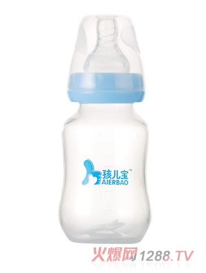 孩兒寶藍(lán)色標(biāo)口無(wú)柄圓弧PP奶瓶150ml