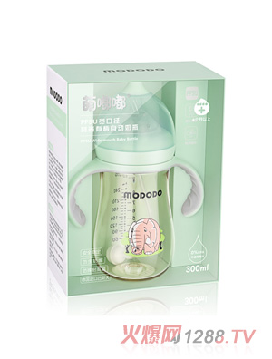 萌嘟嘟PPSU寬口徑時(shí)尚有柄自動(dòng)奶瓶300ml